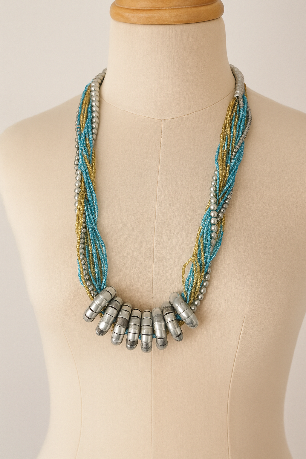 Ocean Alloy Beaded Statement Necklace