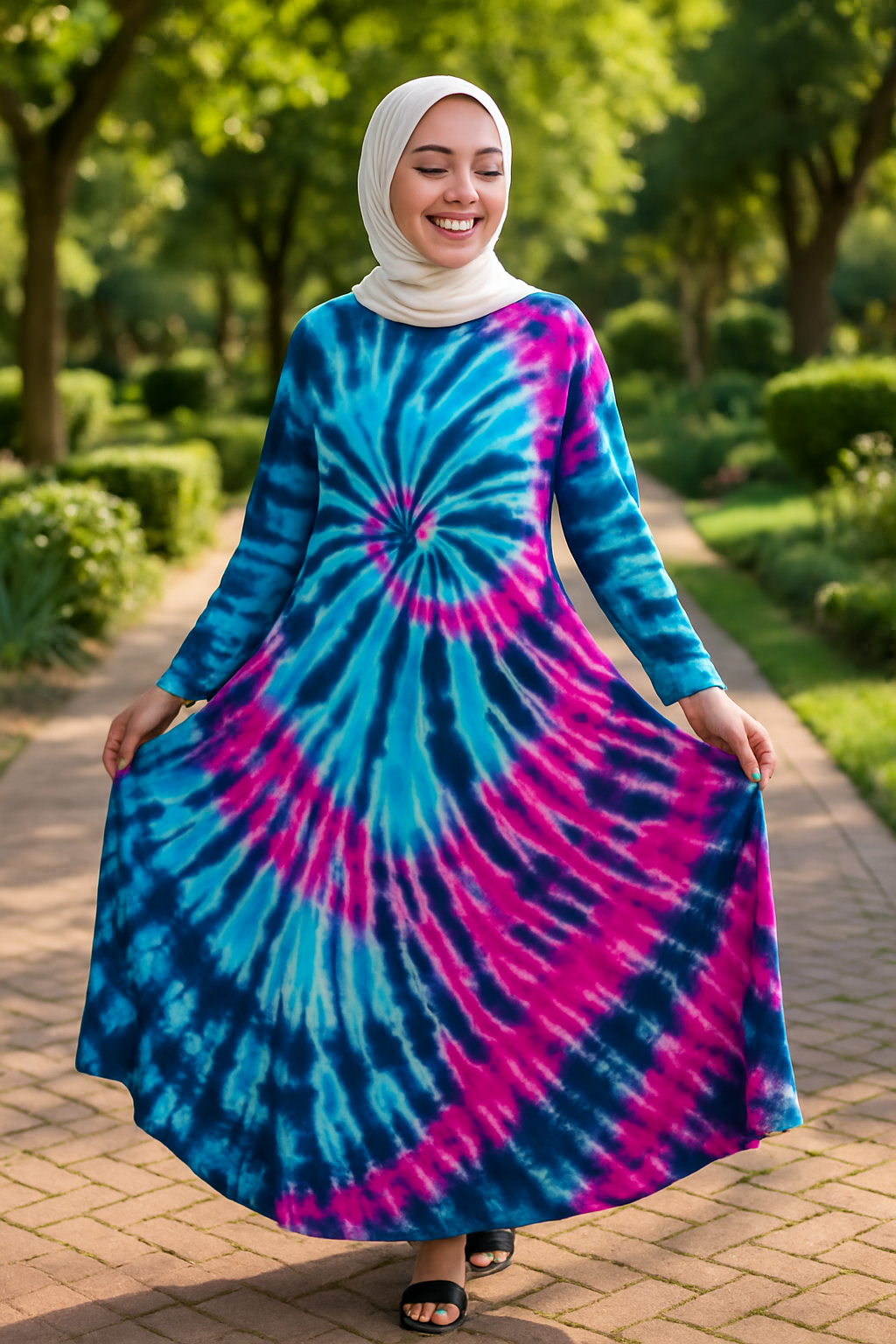 Black Fuchia Tiedye Ballon Dress