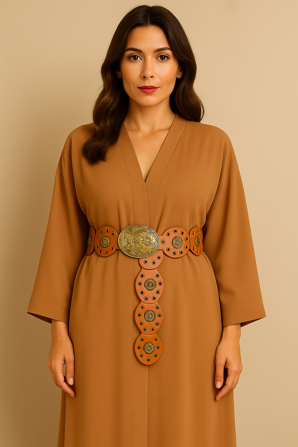 Azalea Vintage Brass Statement Belt – 112 cm