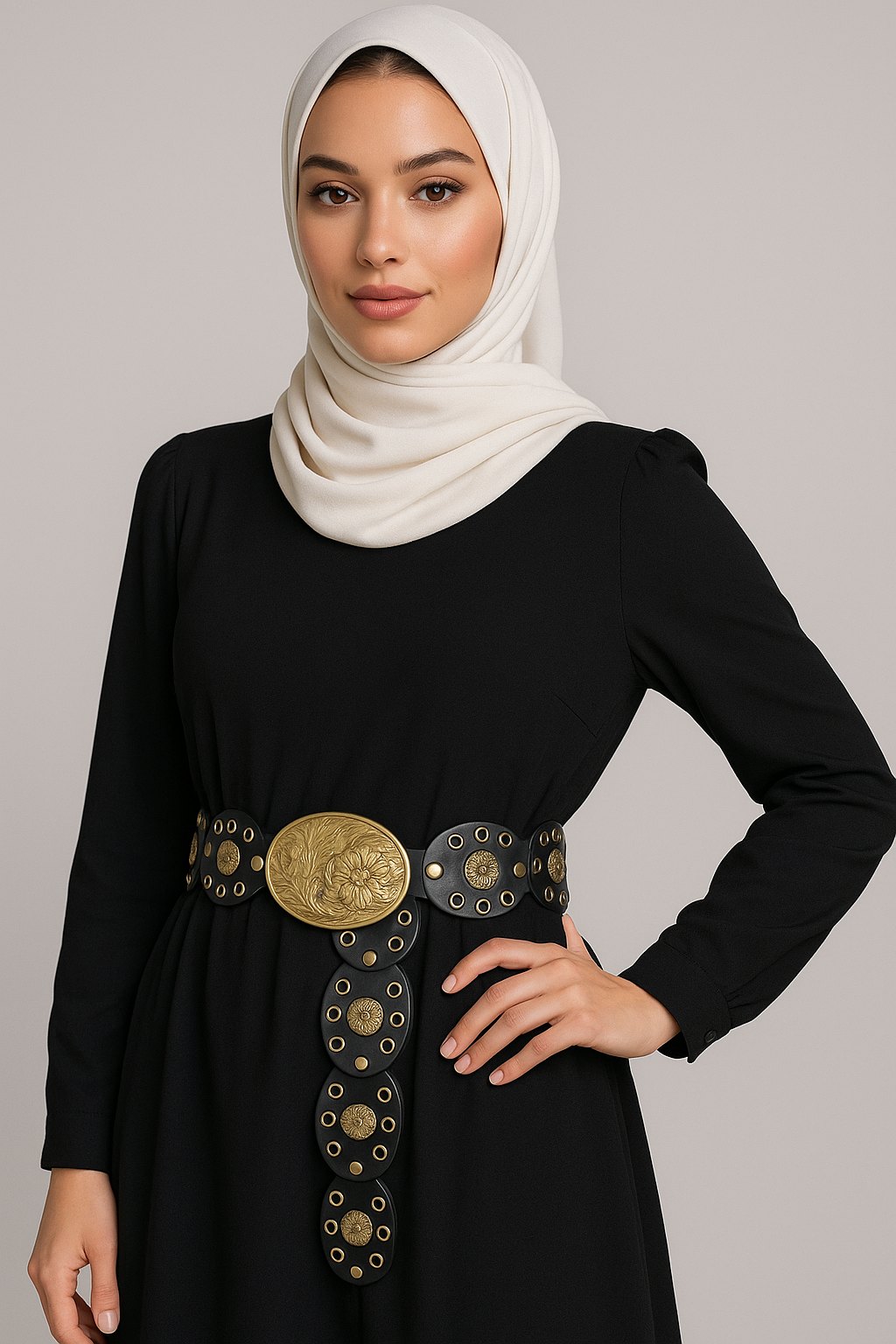 Azalea Vintage Brass Statement Belt – 112 cm