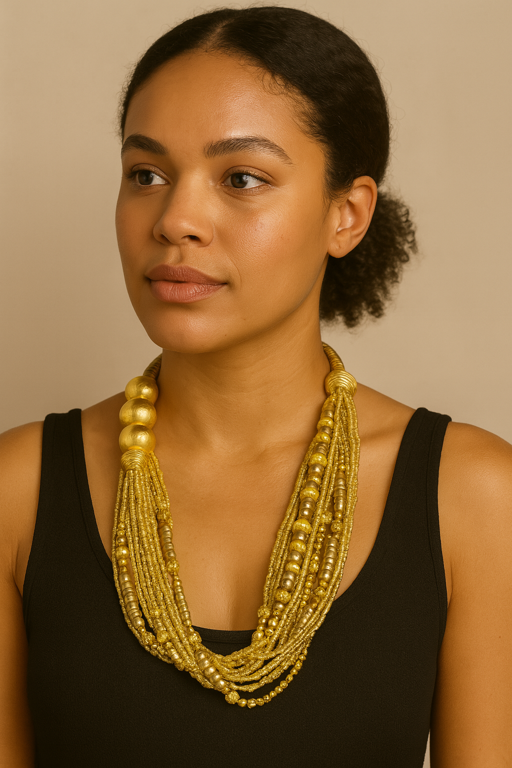 Golden Dunes Layered Bead Necklace