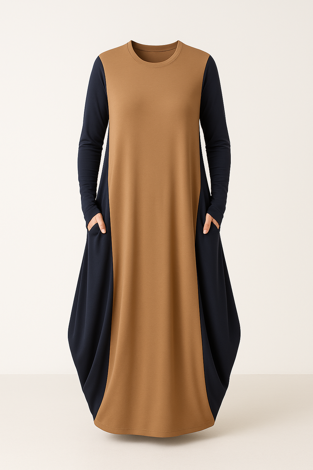 Dual-Tone Draped Pocket Maxi