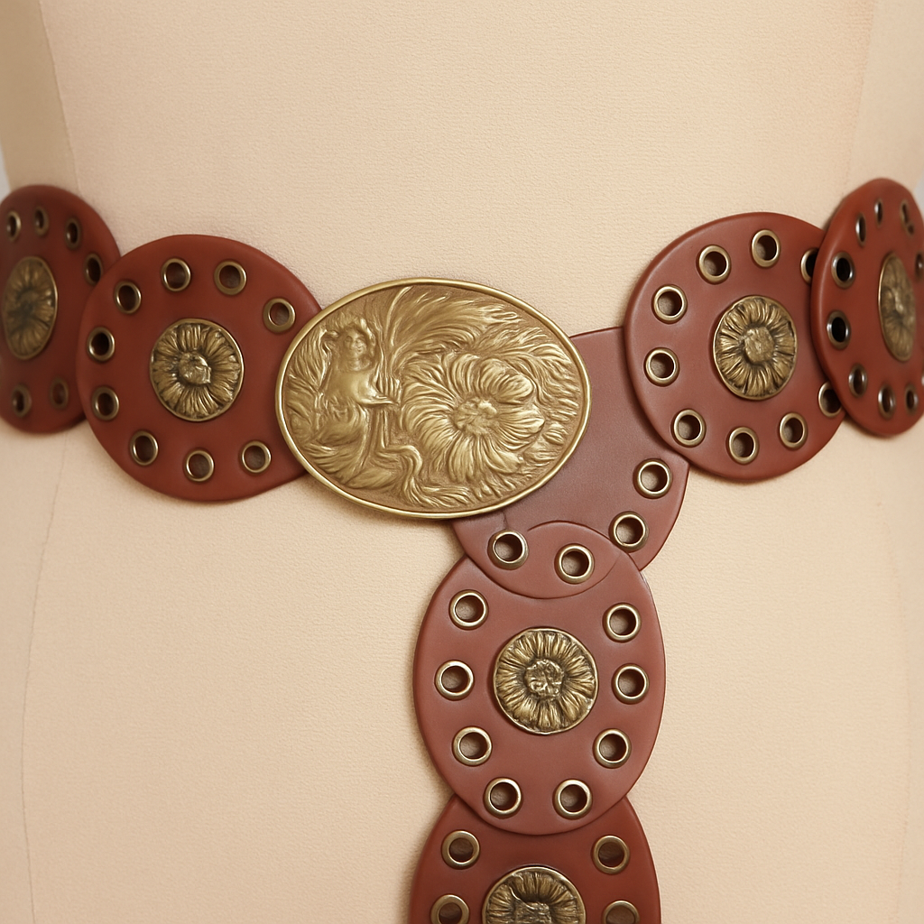 Azalea Vintage Brass Statement Belt – 112 cm