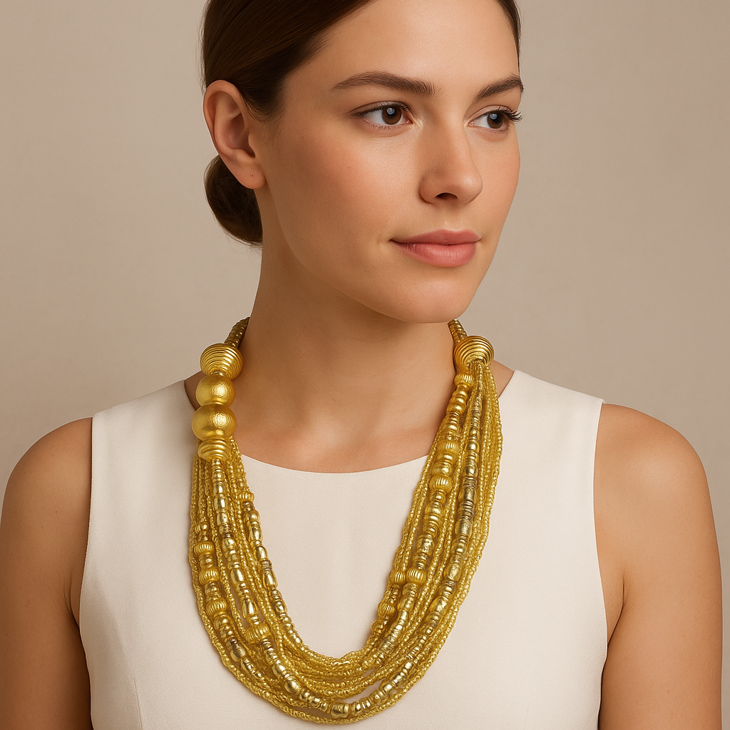 Golden Dunes Layered Bead Necklace