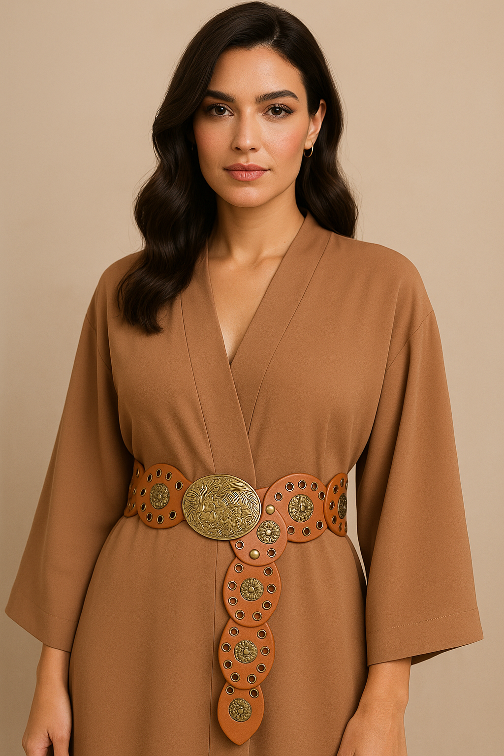 Azalea Vintage Brass Statement Belt – 112 cm