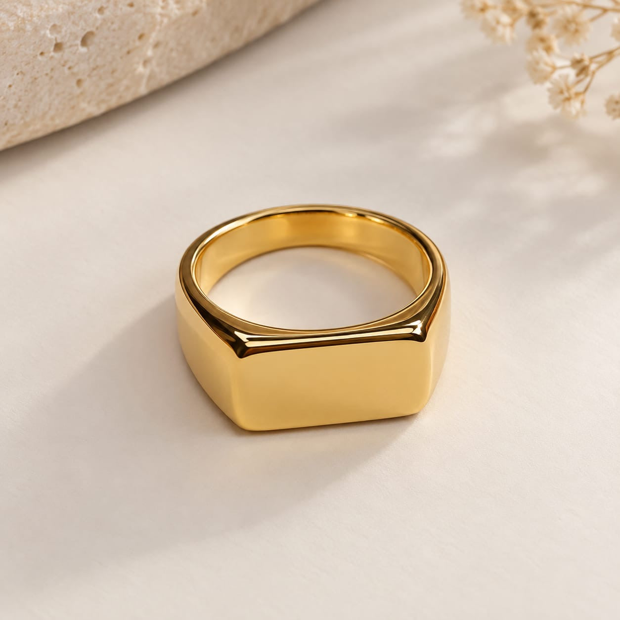 Classic Flat Gold Signet Ring