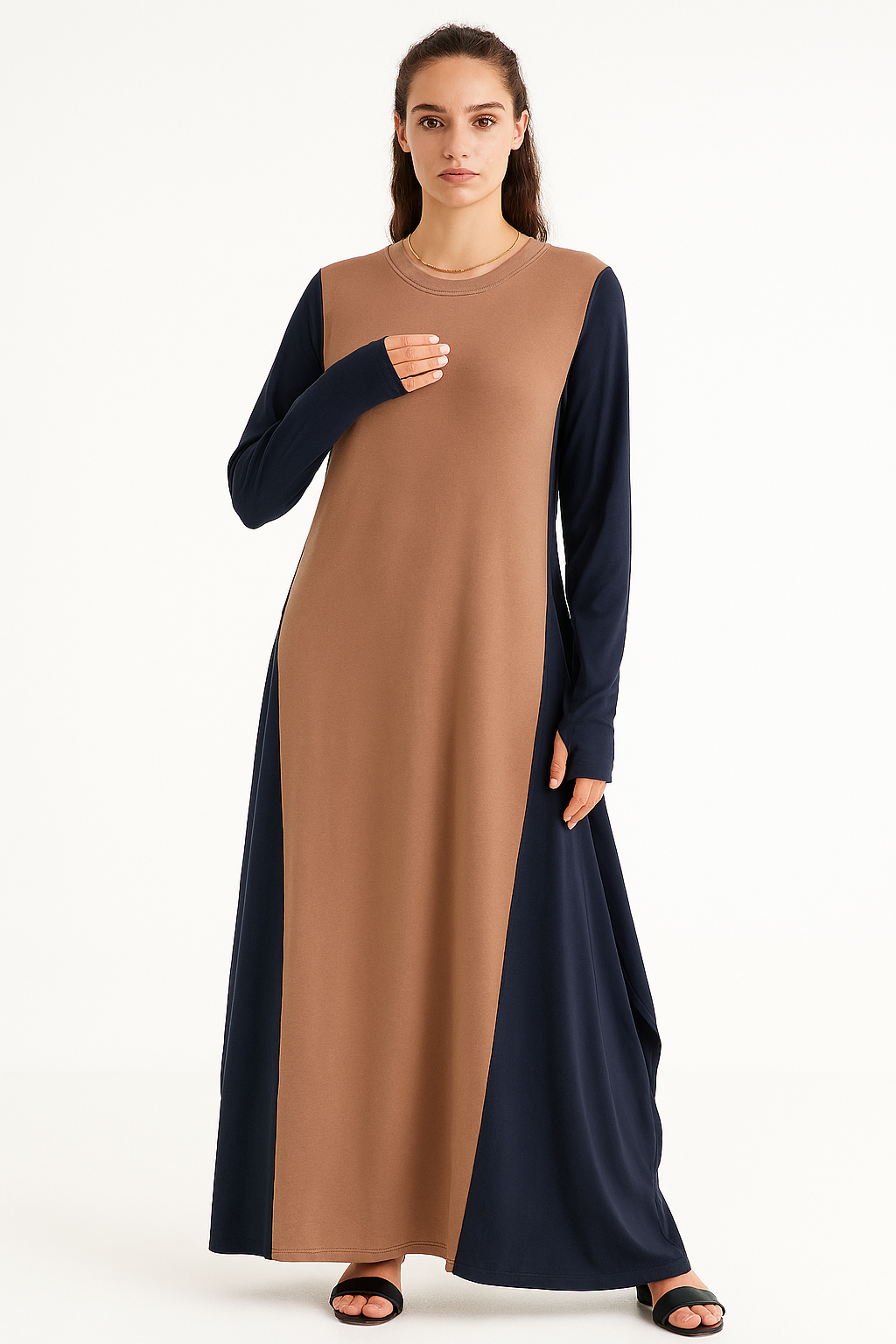 Dual-Tone Draped Pocket Maxi