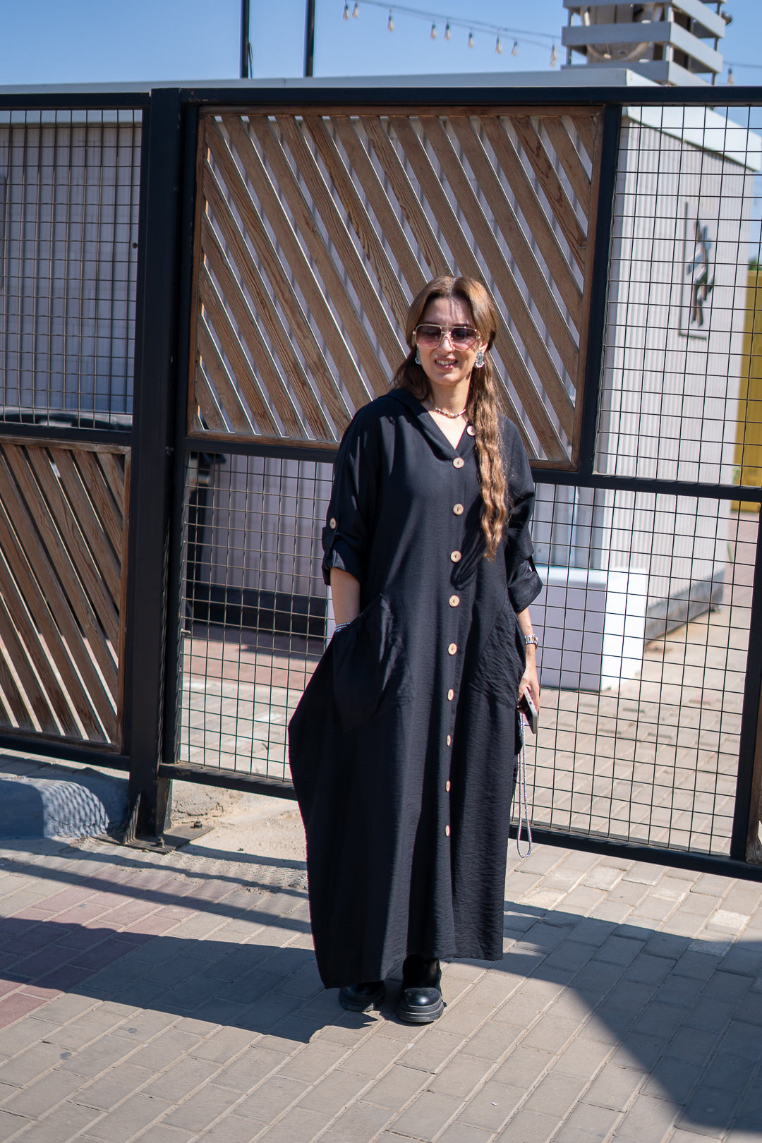 oversized maxi dress with pockets Sunwashed Patchwork Prairie Dress