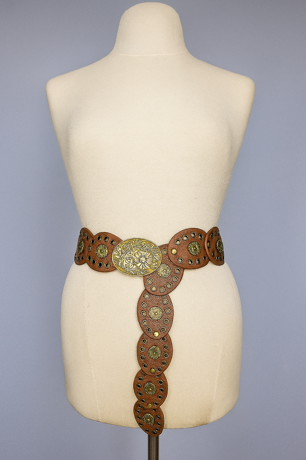 Azalea Vintage Brass Statement Belt – 112 cm