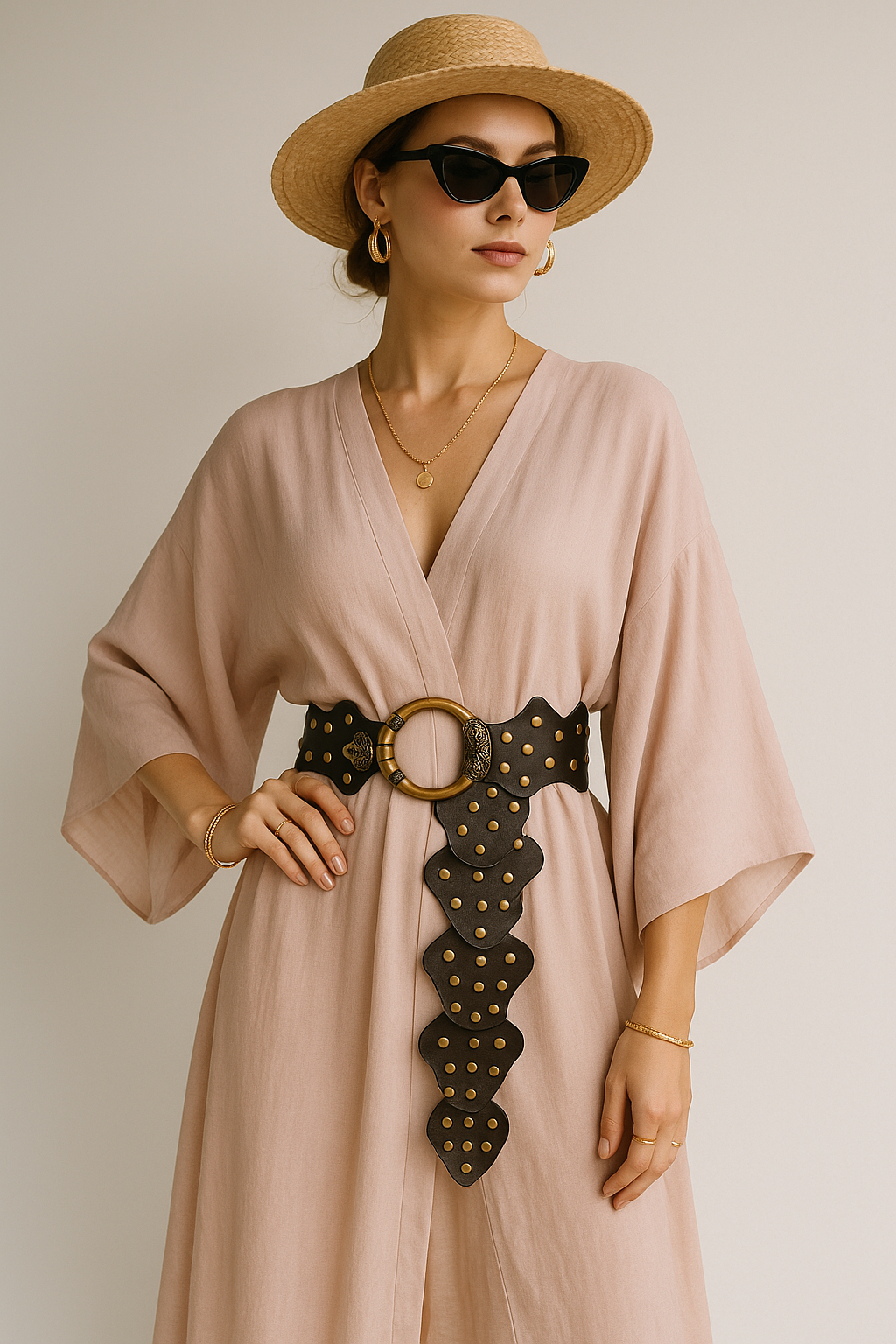 Vintage-Inspired Studded Leather Belt