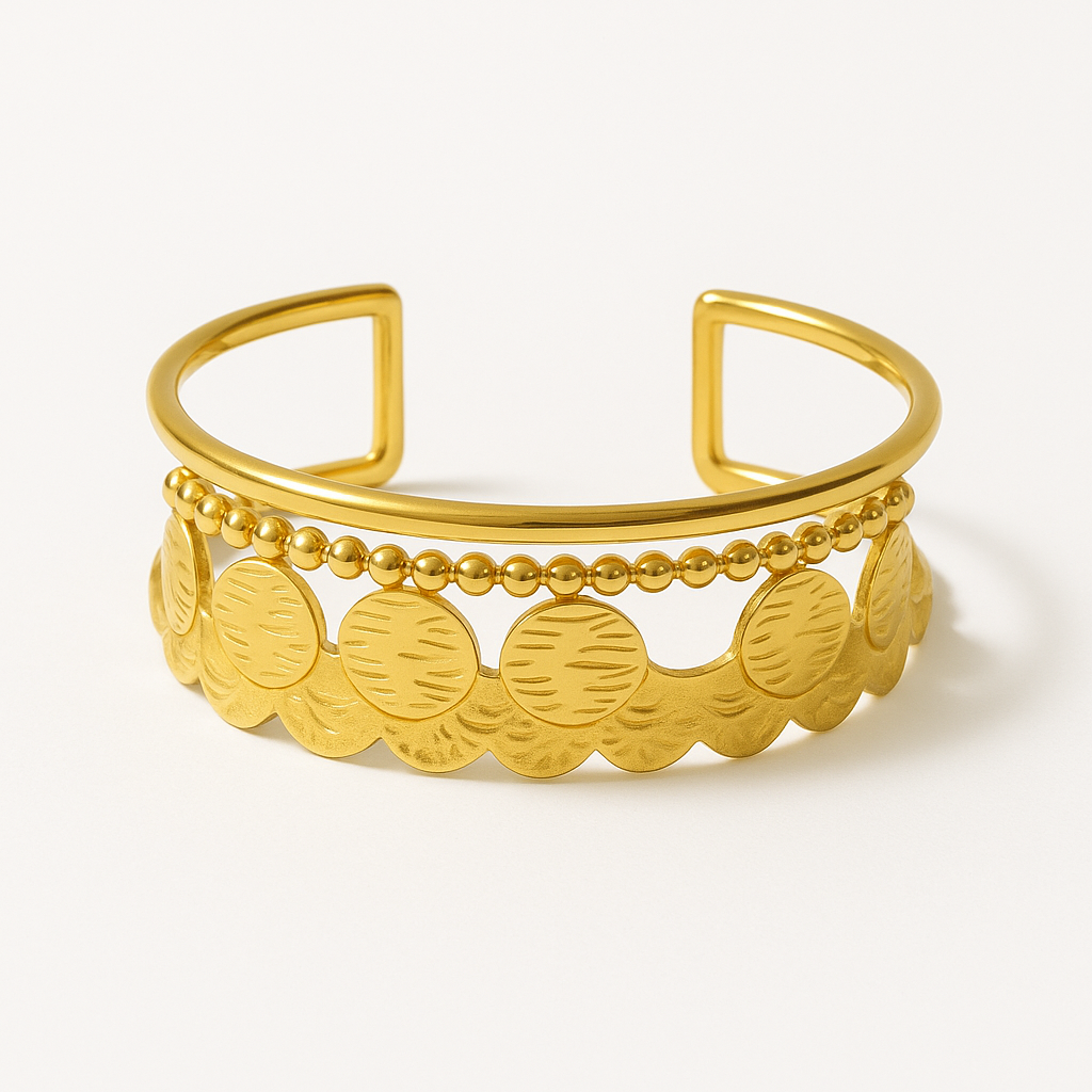 Medallion Cascade Stainless Steel Cuff