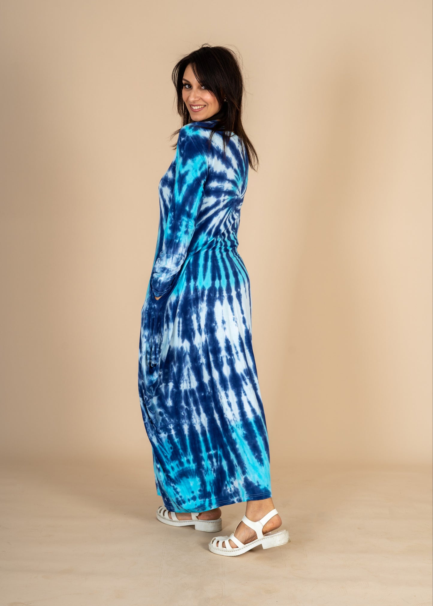 Multi Blue Tiedye Ballon Dress