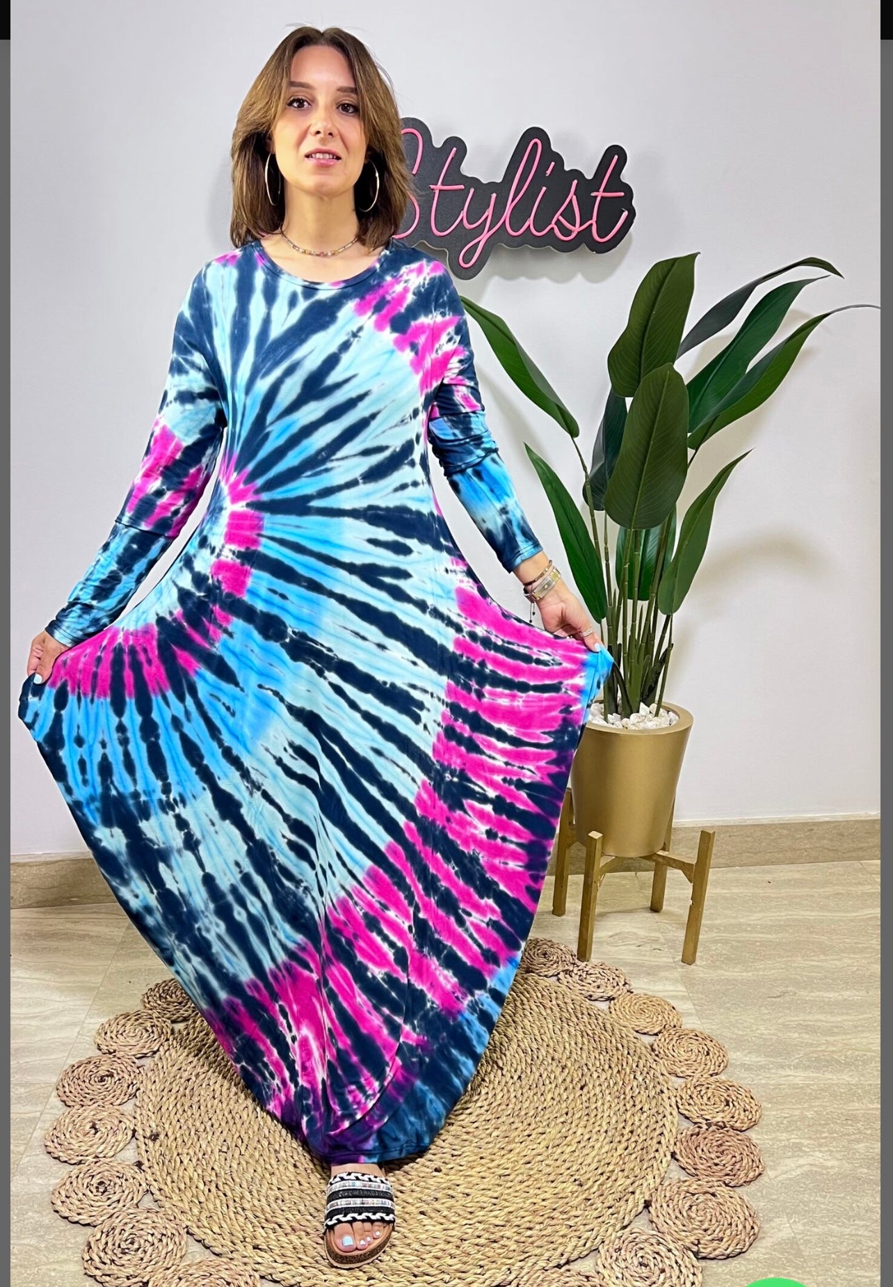 Black Fuchia Tiedye Ballon Dress
