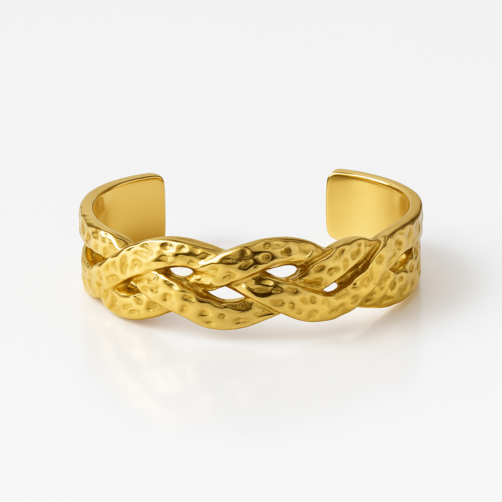 Interlaced Elegance Stainless Steel Cuff