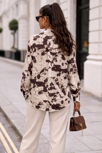 Abstract Cow Silky Shirt