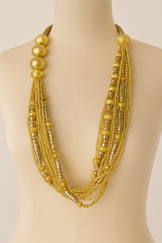 Golden Dunes Layered Bead Necklace