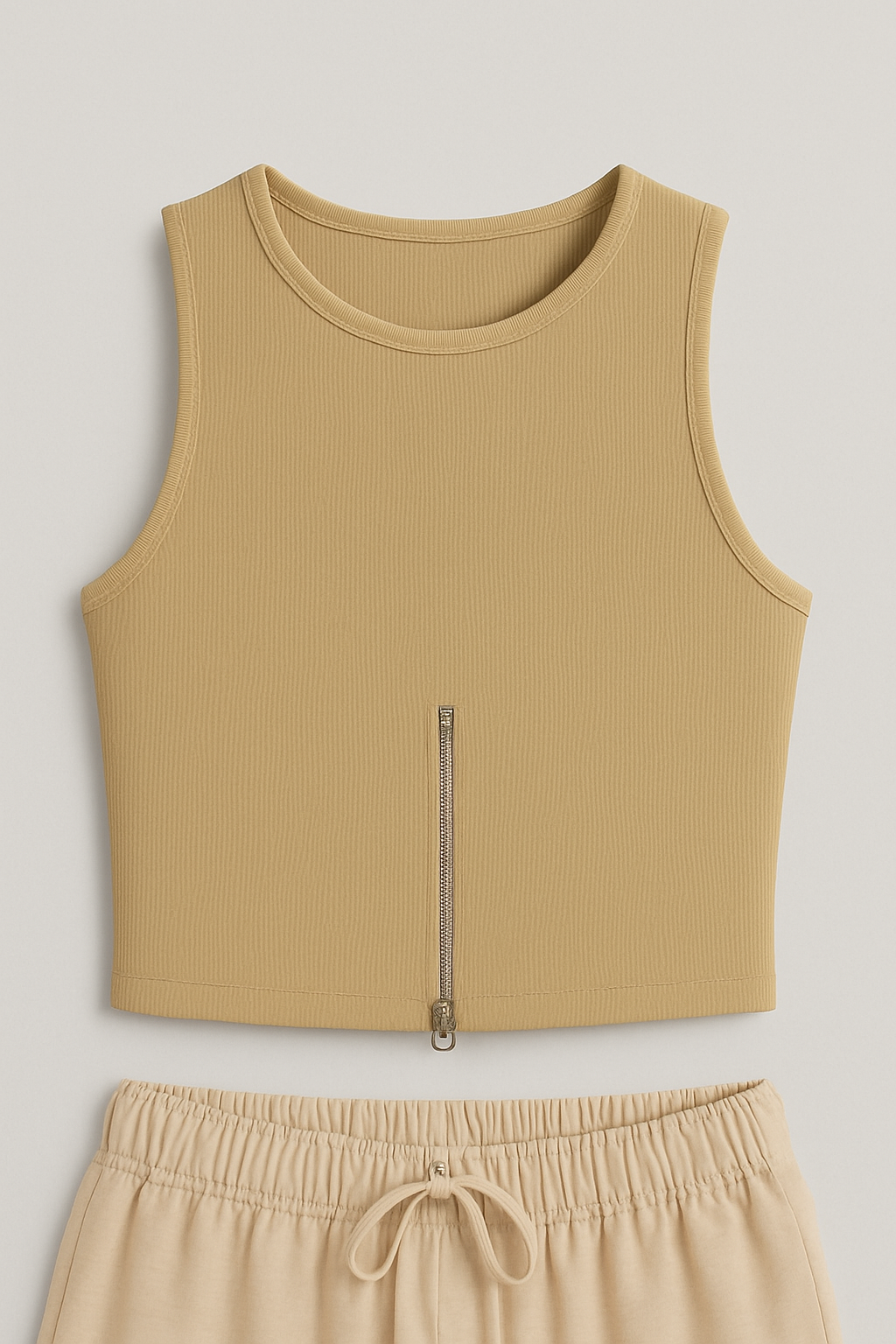 Sleek Zip-Front Ribbed Crop Top