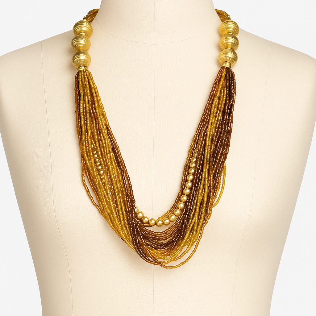 Golden Dusk Beaded Layers Necklace