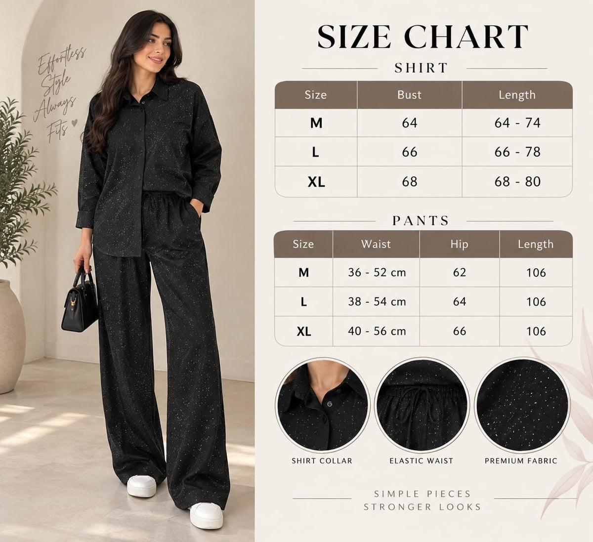 Midnight Sparkle Relaxed Shirt & Wide-Leg Pants Set
