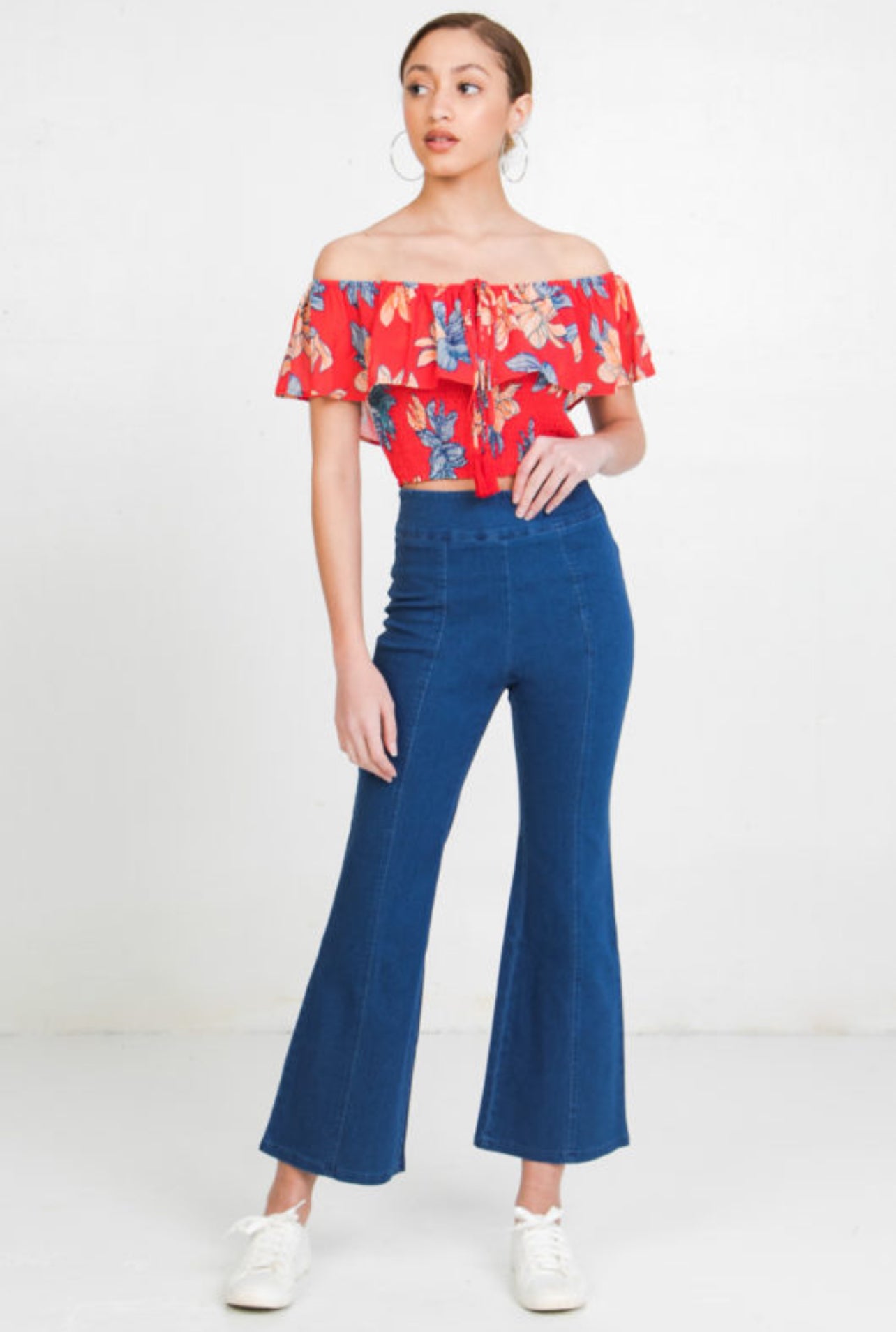High Waisted Flared Denim