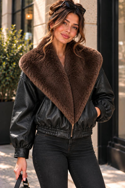 The Luxe Collar Leather Jacket