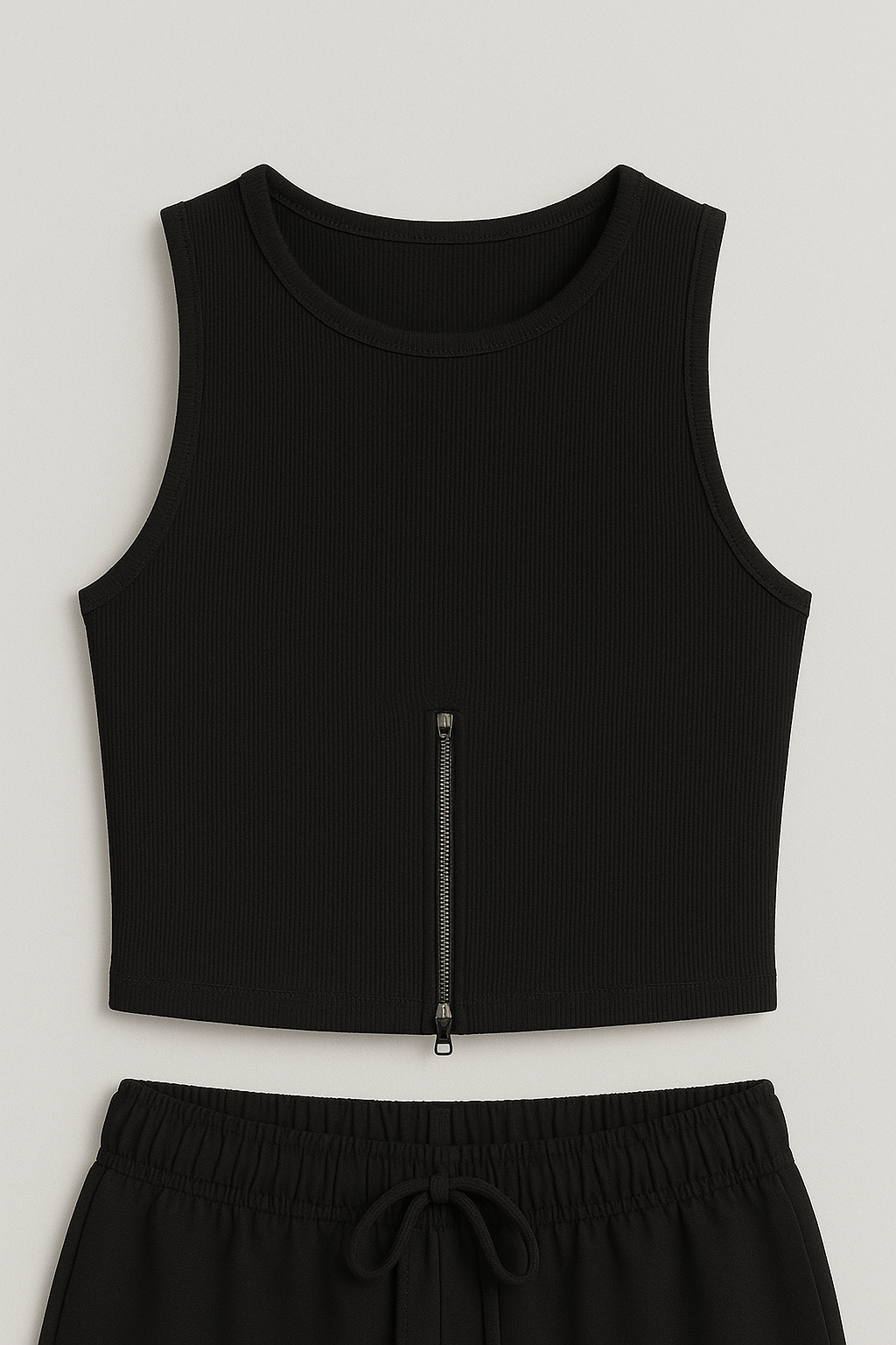 Sleek Zip-Front Ribbed Crop Top