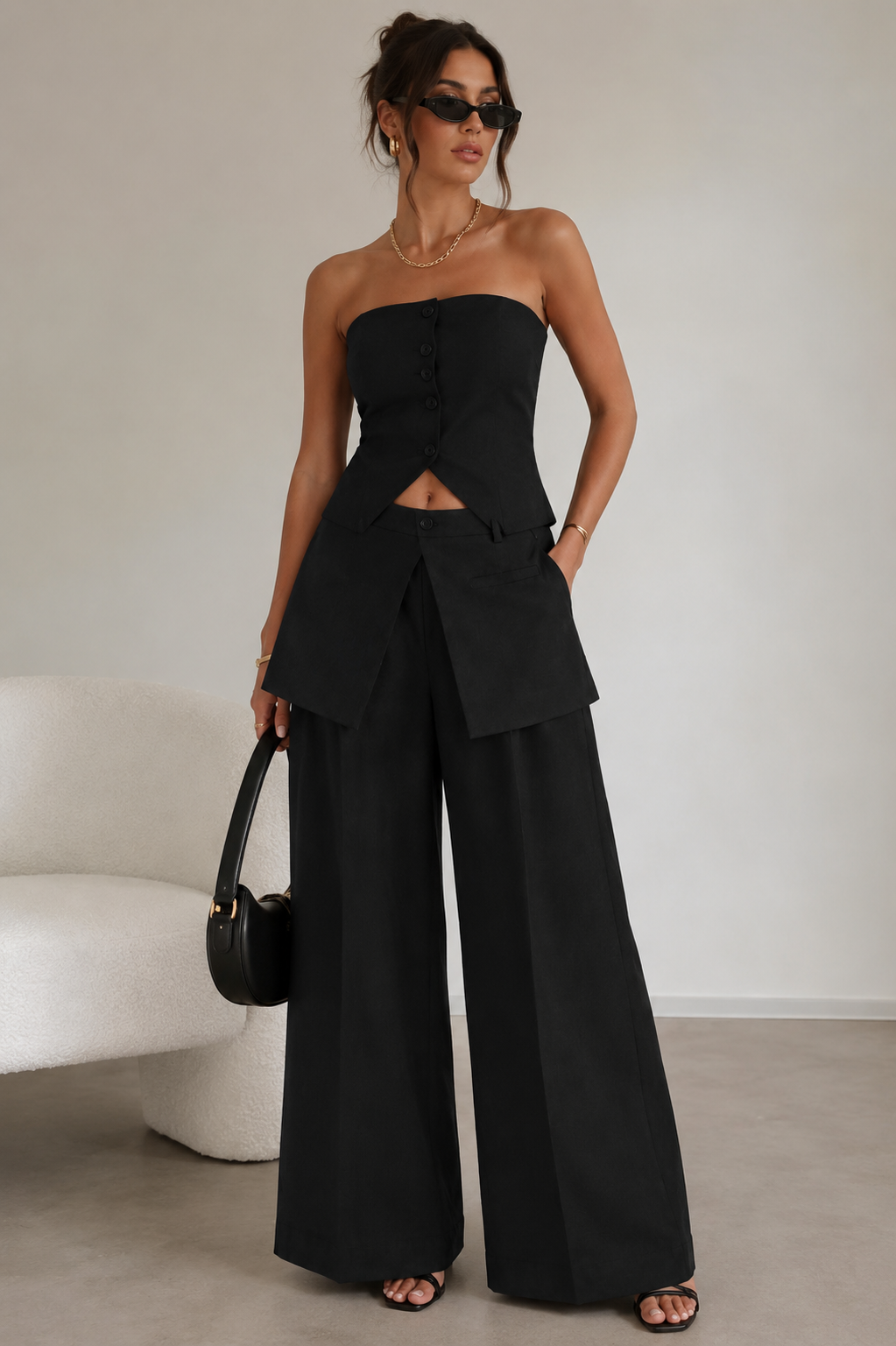 Skirted Wide-Leg Pants