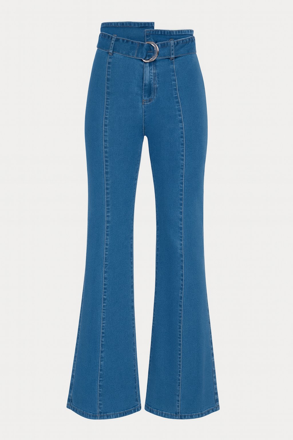 Retro Flare Belted Jeans