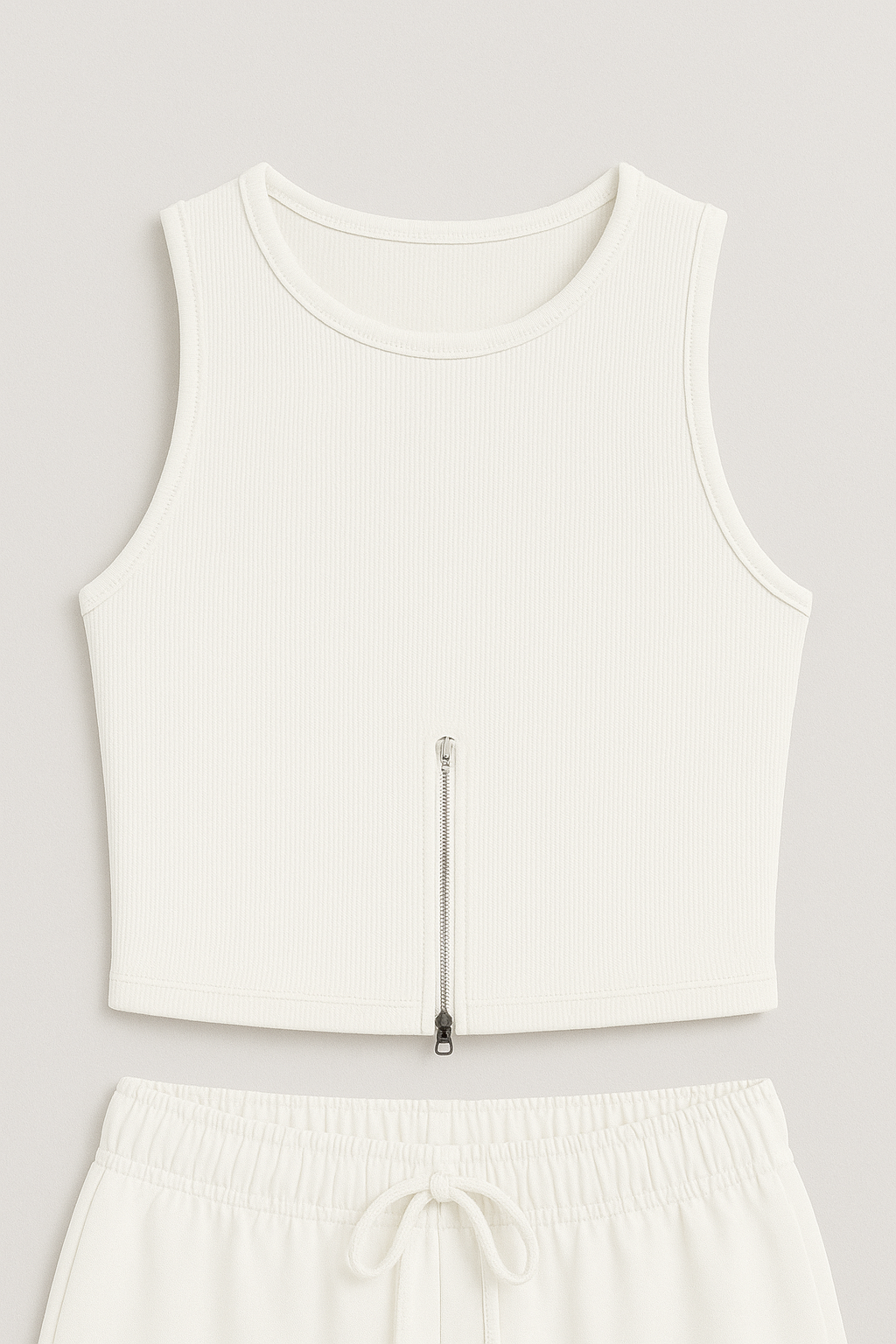 Sleek Zip-Front Ribbed Crop Top