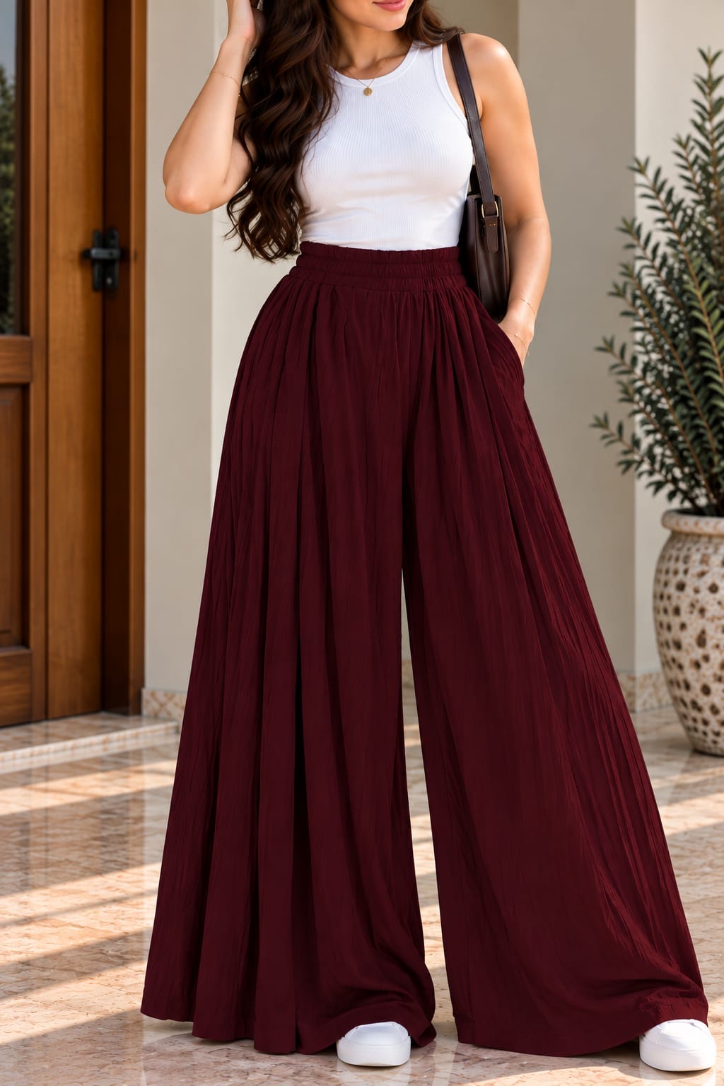 Flowy Pleated Wide-Leg Pants