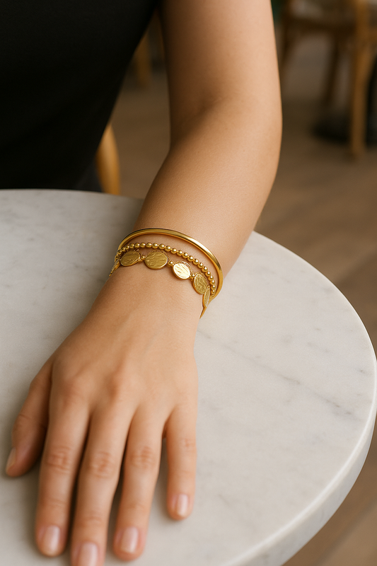 Medallion Cascade Stainless Steel Cuff