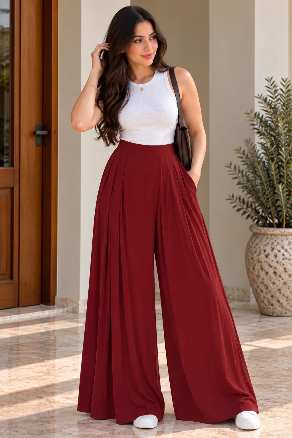 Flowy Pleated Wide-Leg Pants