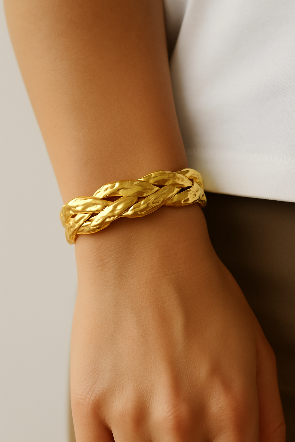 Interlaced Elegance Stainless Steel Cuff