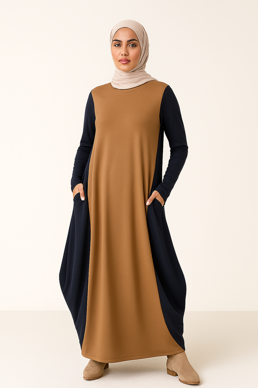 Dual-Tone Draped Pocket Maxi