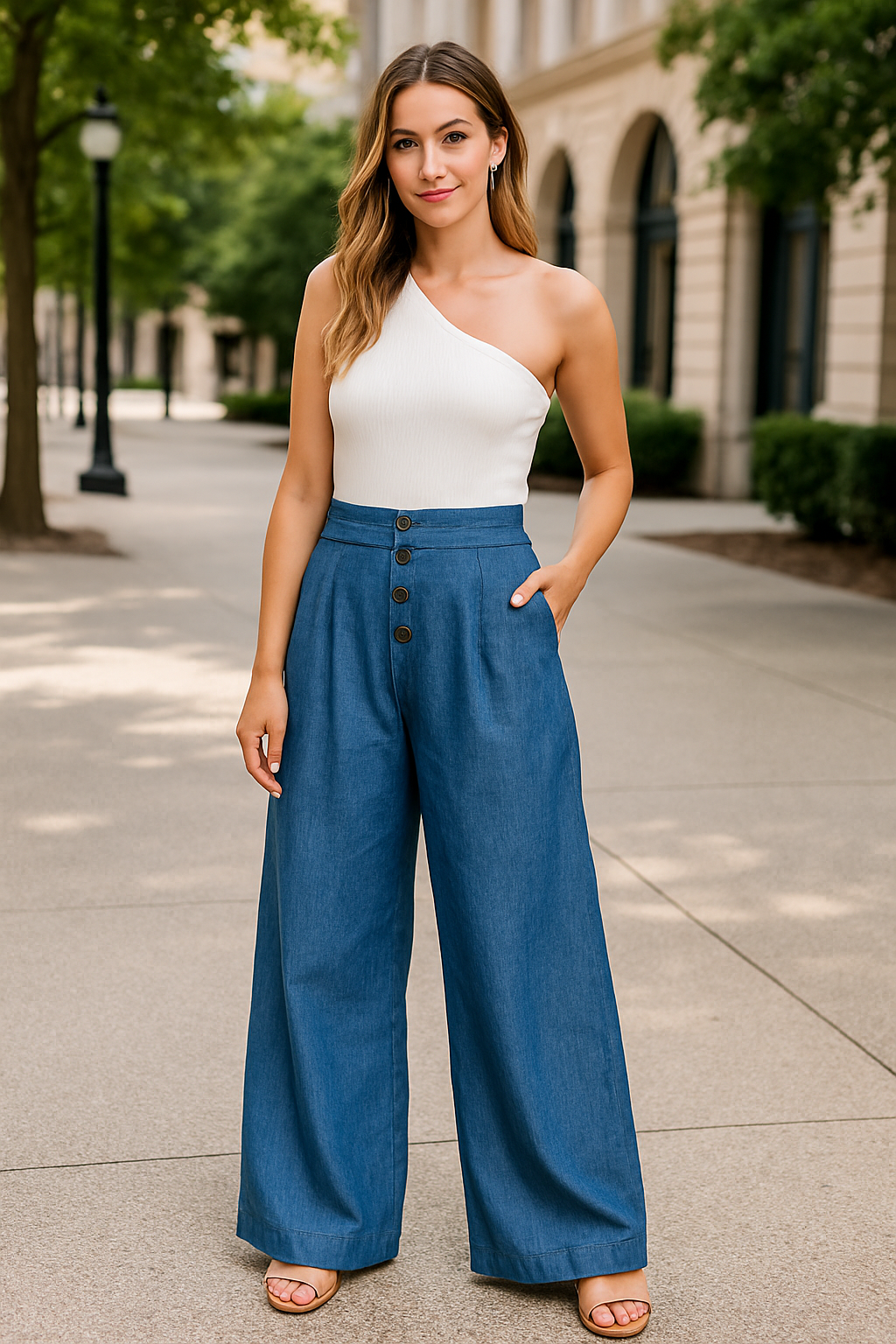 Skyline Wide-Leg Denim Pants