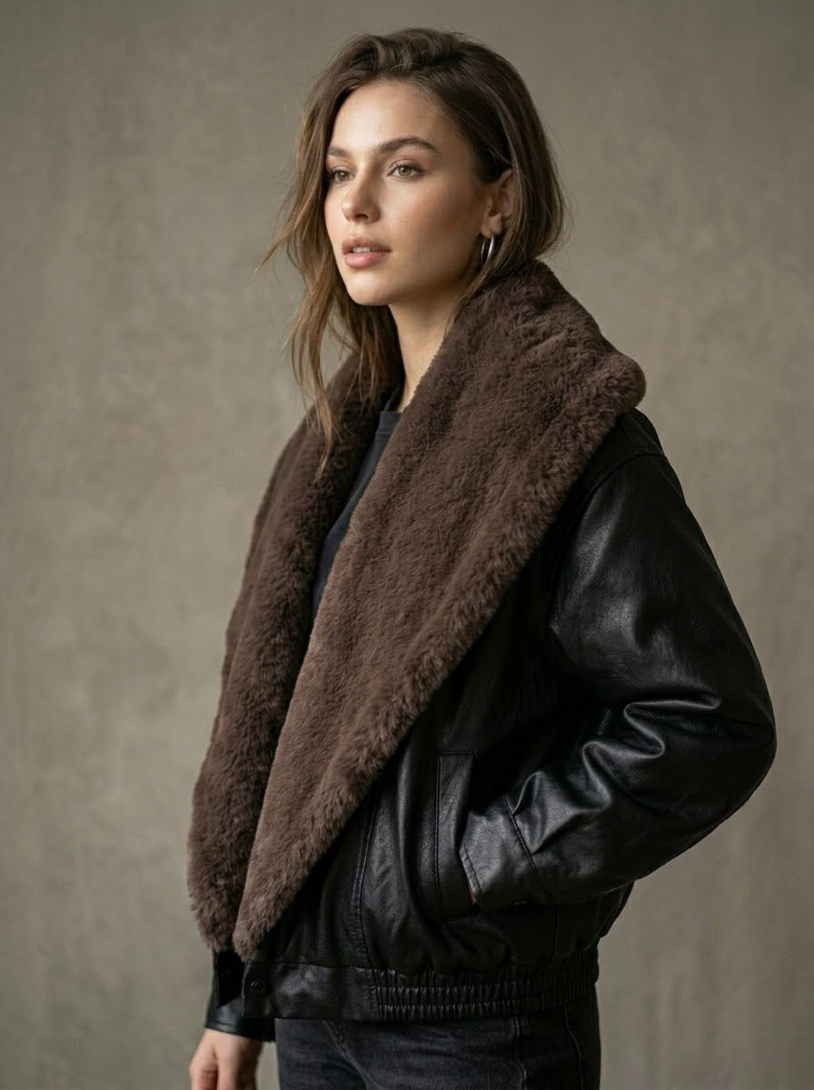 The Luxe Collar Leather Jacket