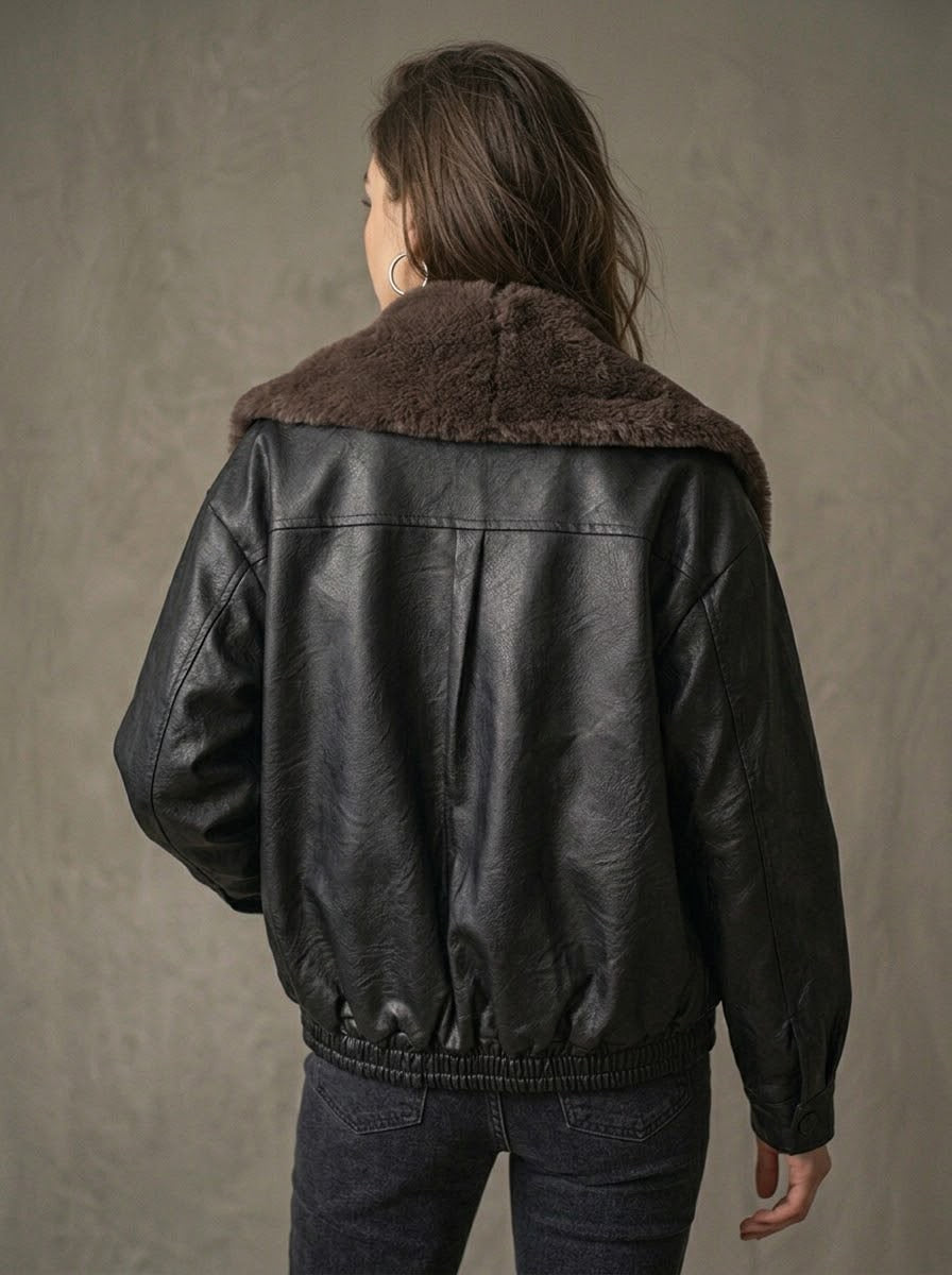 The Luxe Collar Leather Jacket