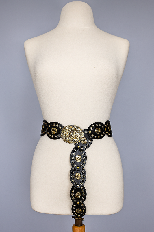 Azalea Vintage Brass Statement Belt – 112 cm