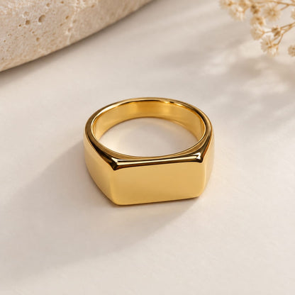 Classic Flat Gold Signet Ring