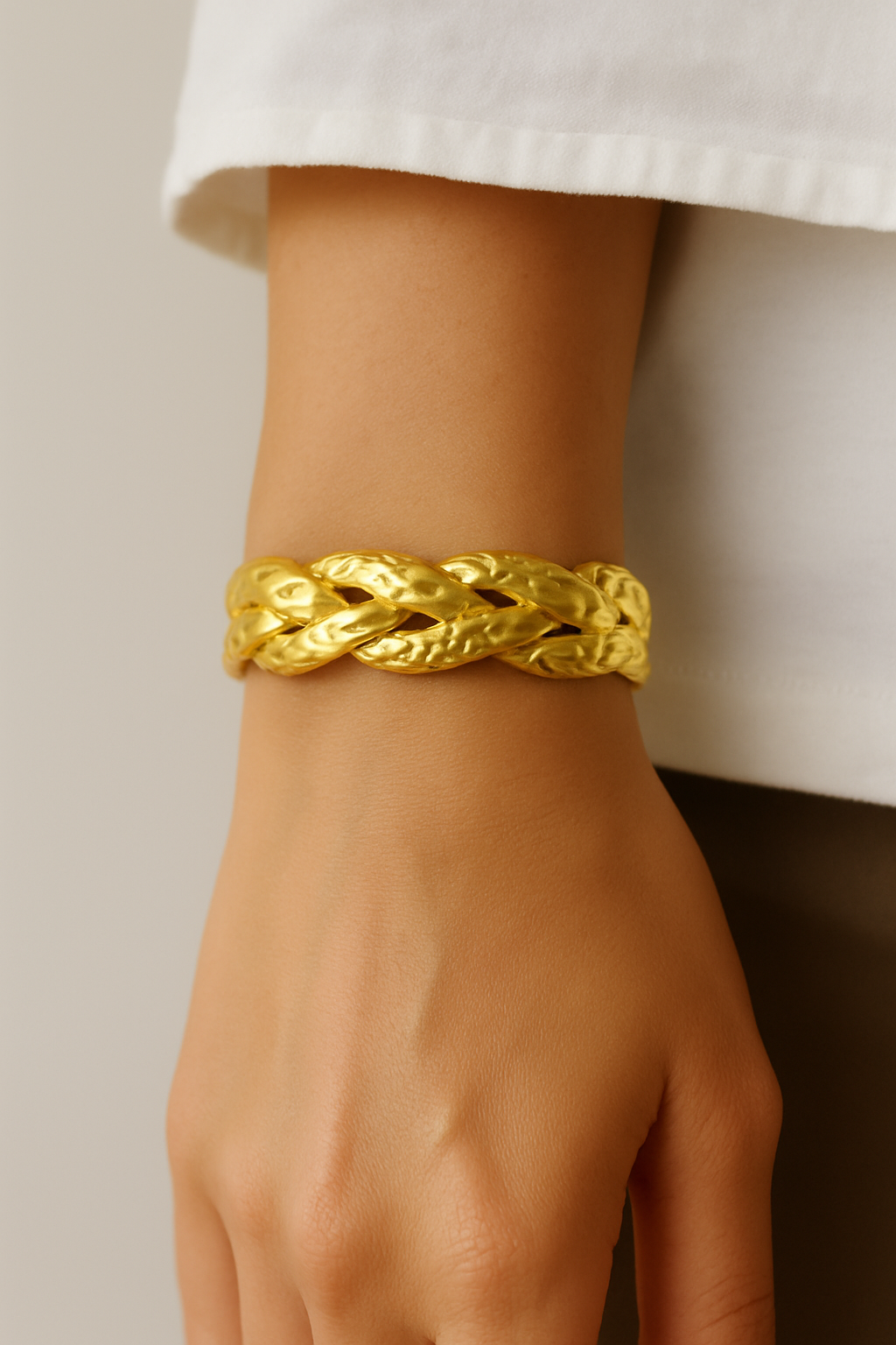 Interlaced Elegance Stainless Steel Cuff