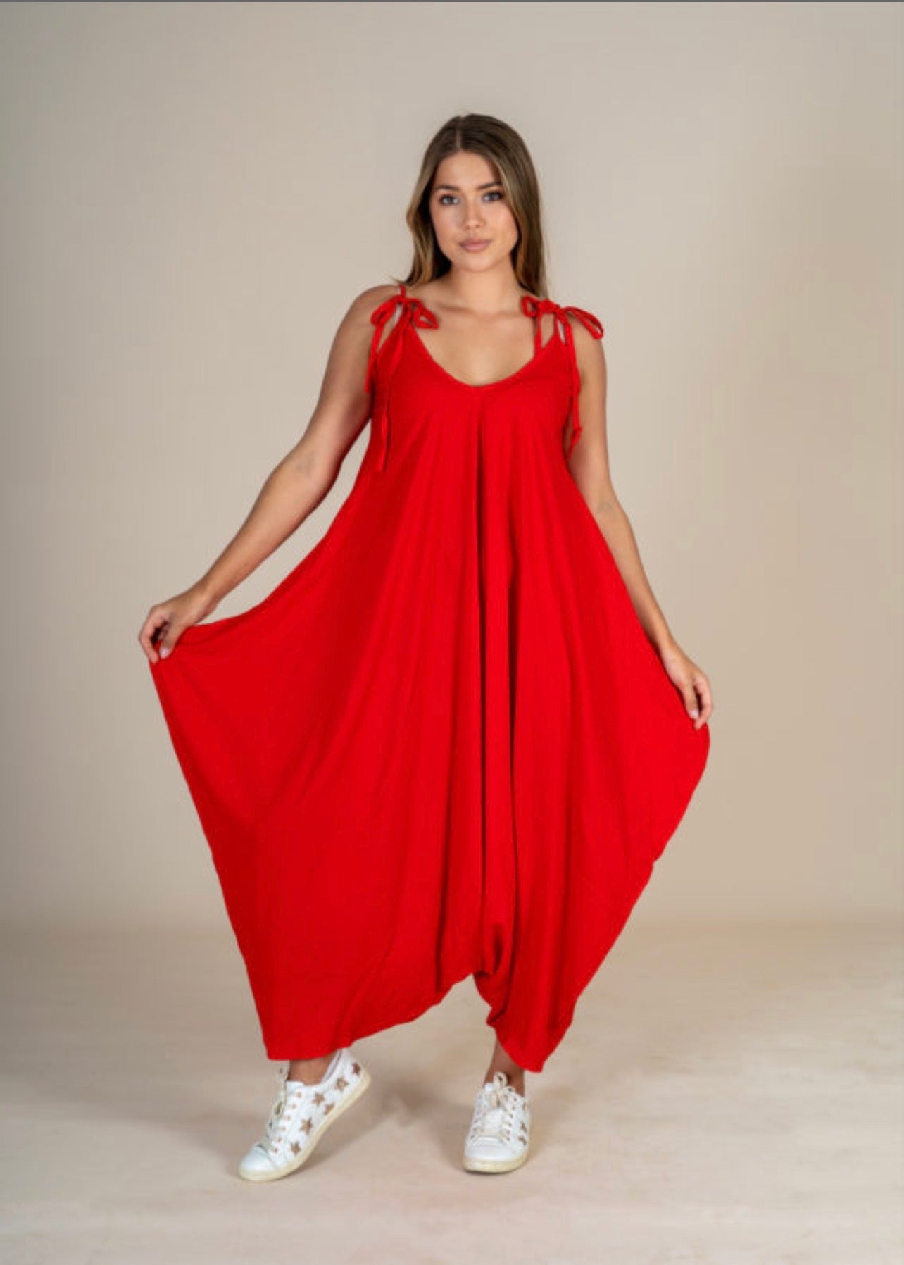 Lady In Red Jumpsuit