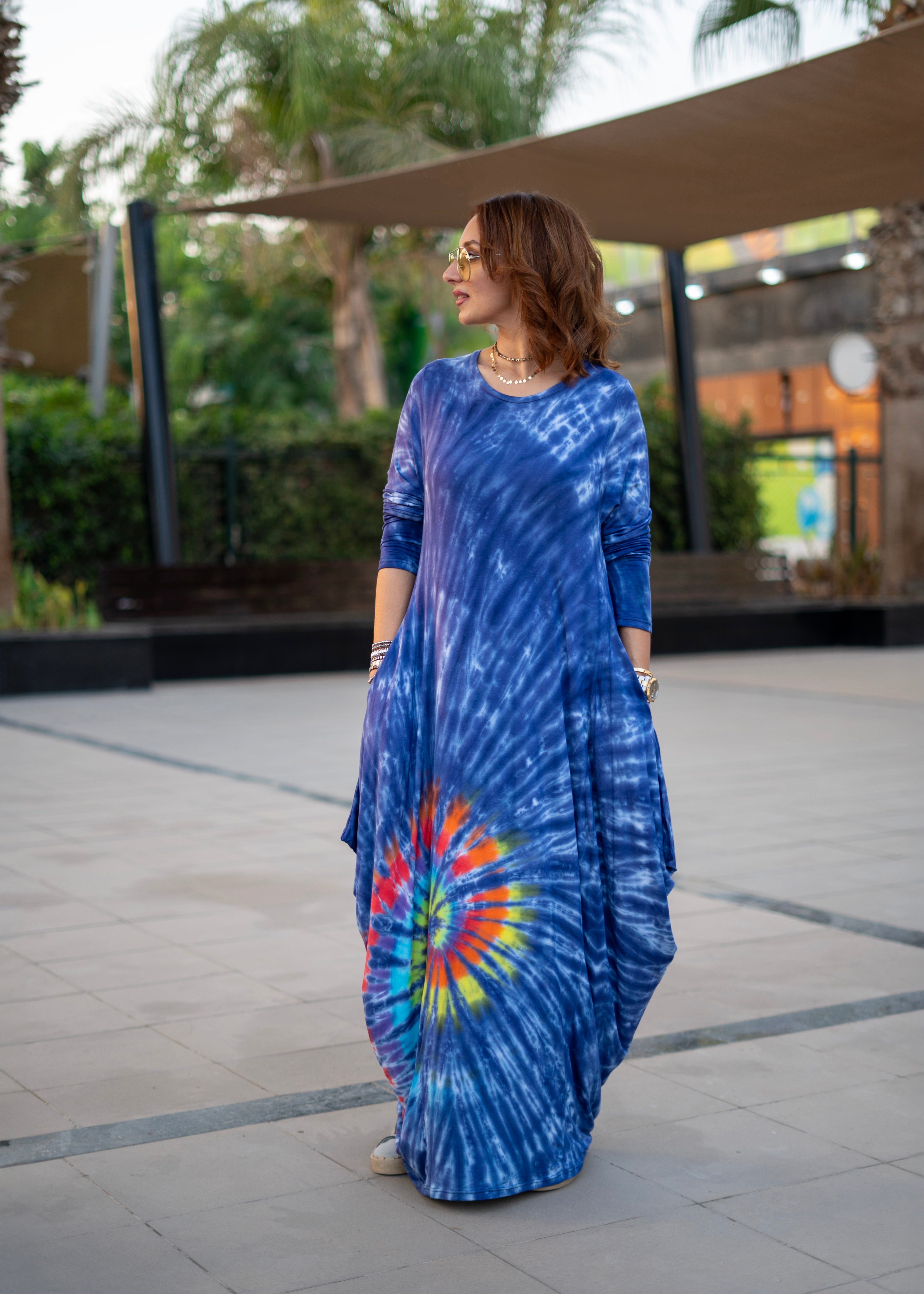 Navy Tiedye Ballon Dress