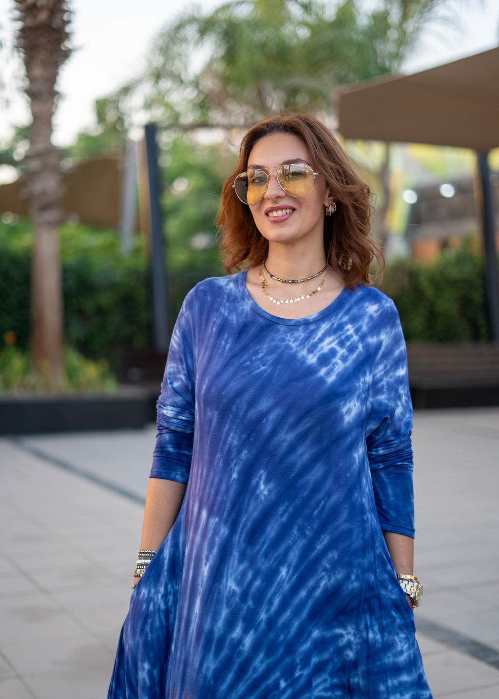 Navy Tiedye Ballon Dress