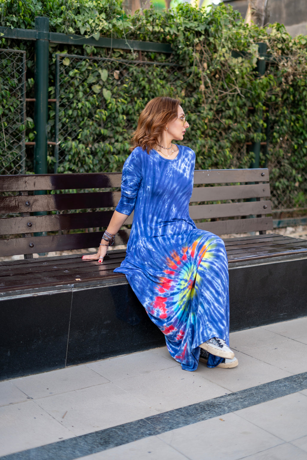 Navy Tiedye Ballon Dress