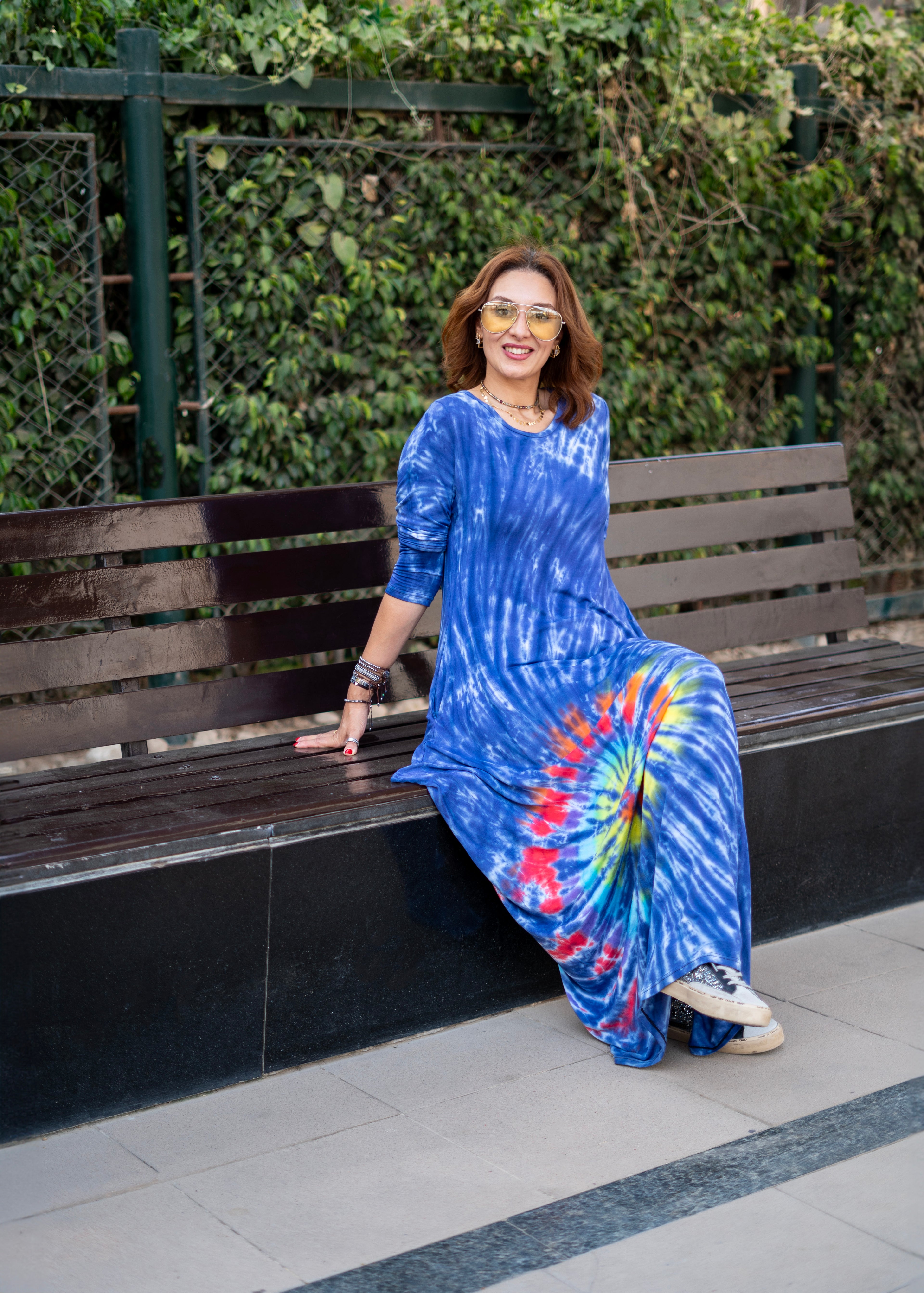 Navy Tiedye Ballon Dress