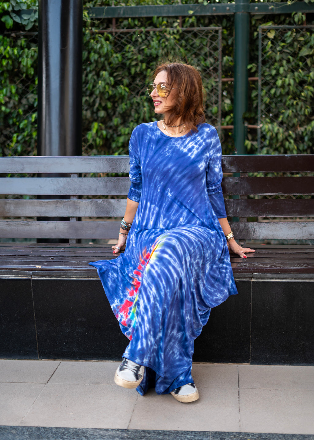 Navy Tiedye Ballon Dress