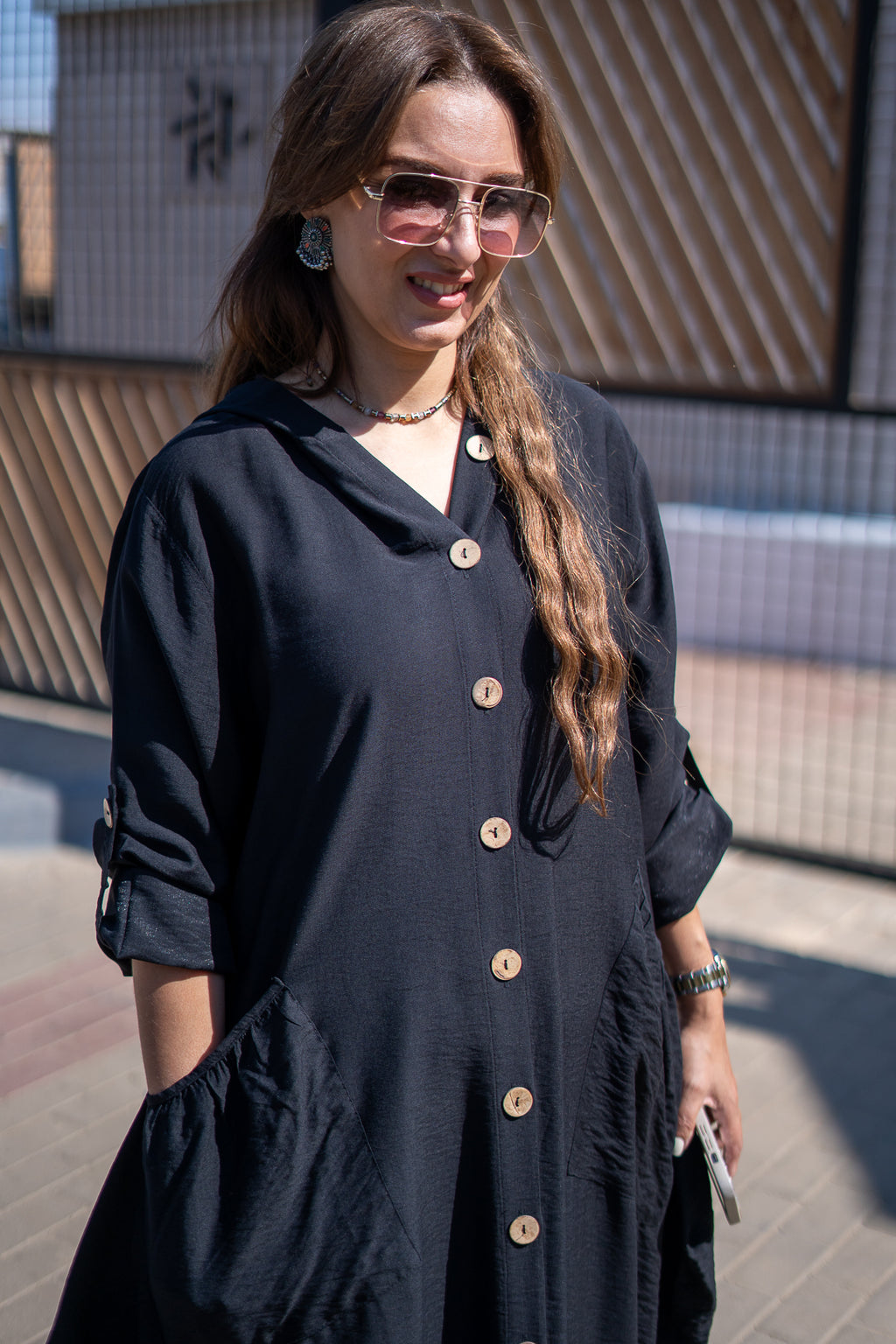 Black Large Pocket Dress