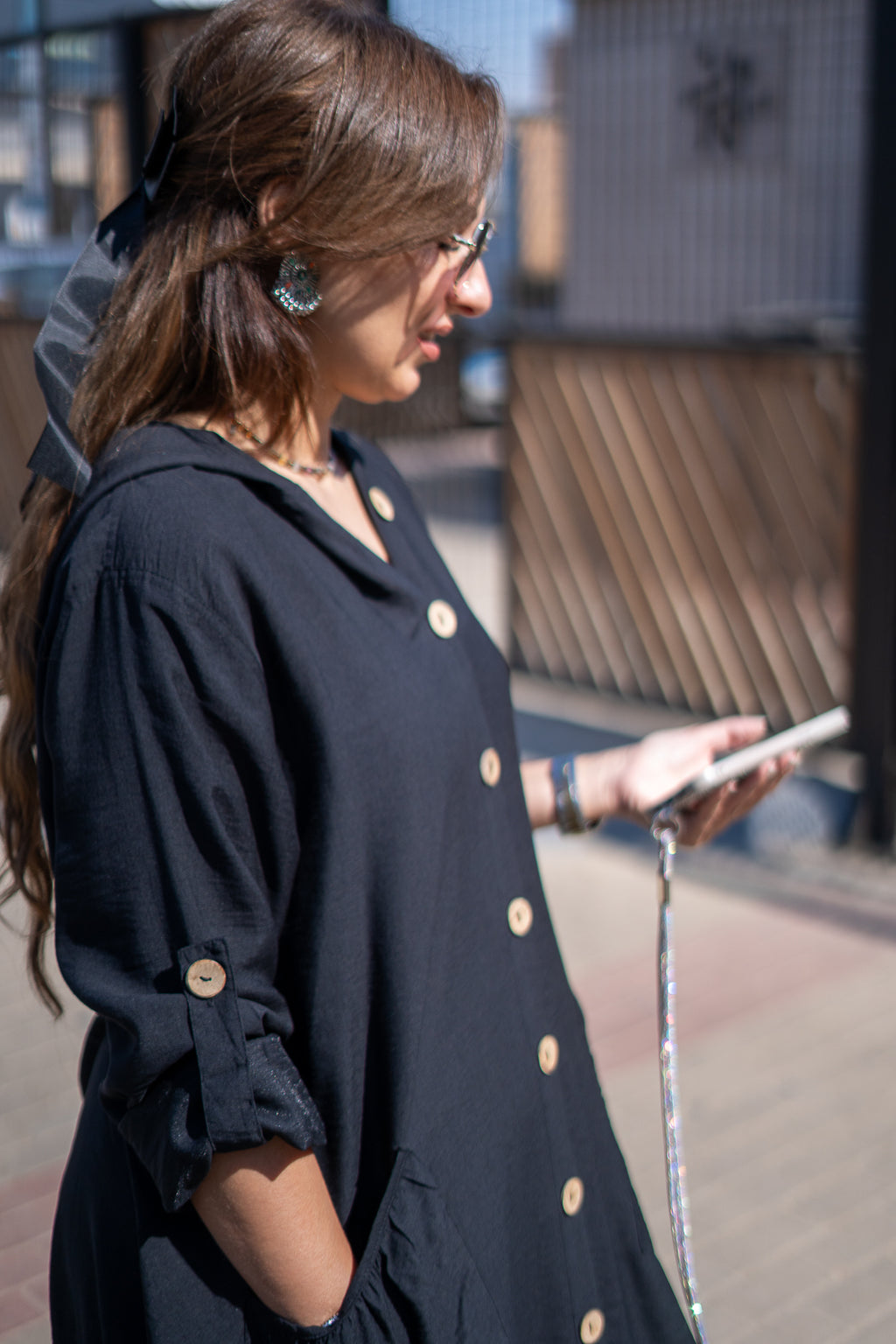 Black Large Pocket Dress