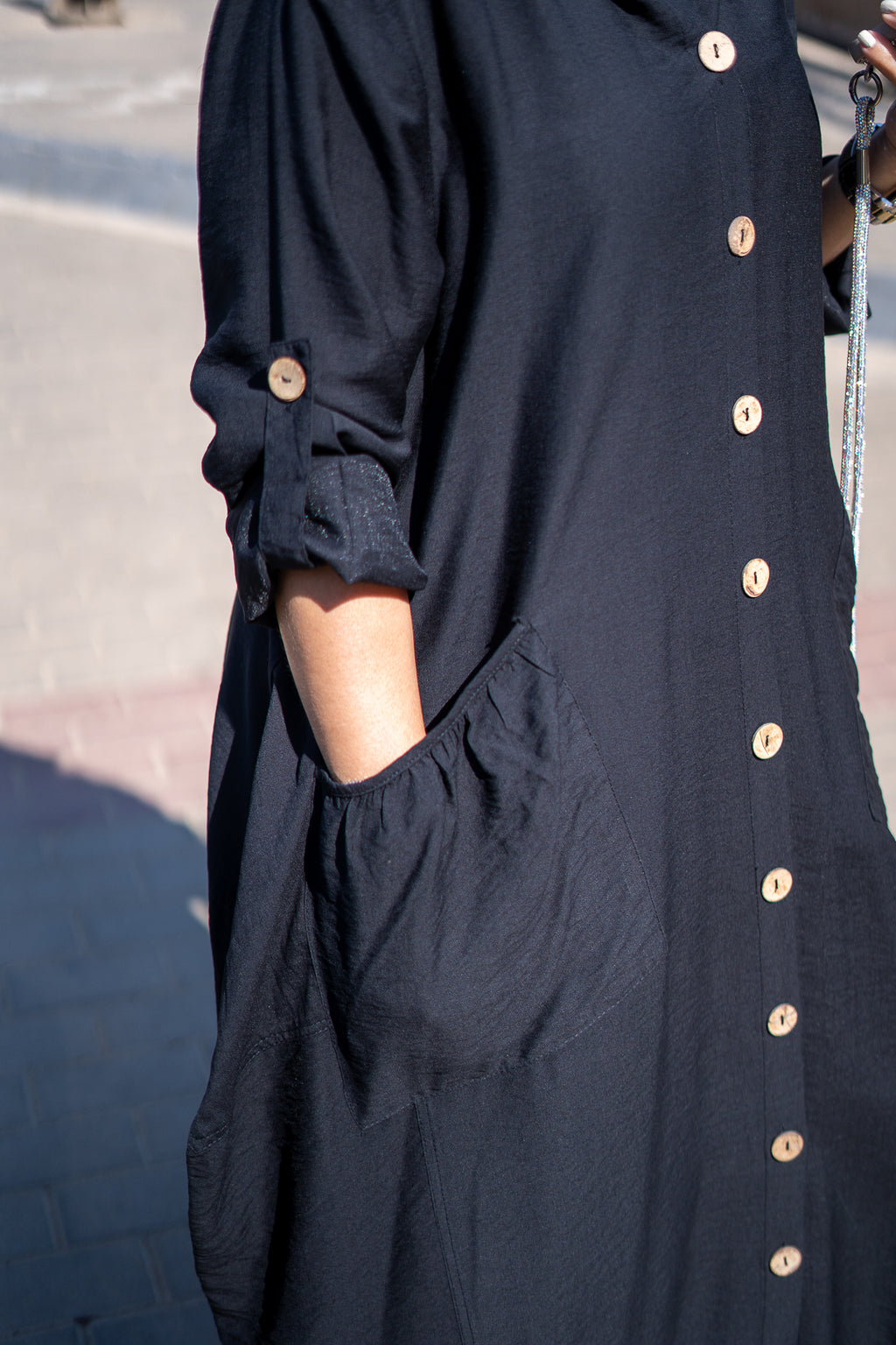 Black Large Pocket Dress