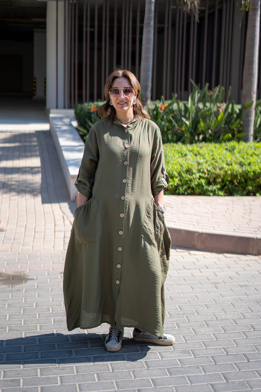 Olive Large Pocket Dress